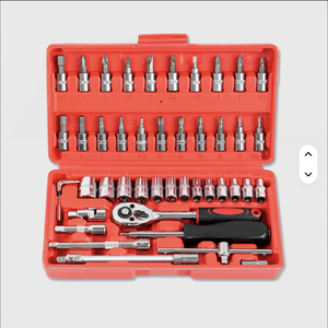 Bộ dụng cụ sửa chữa ô tô tại nhà chuyên nghiệp 46 món, gồm máy mài, máy khoan, dụng cụ cầm tay, bộ cờ lê, cờ lê chỉnh được, đầu nối 1/2 inch, hộp đựng cứng cáp - Product Image 1