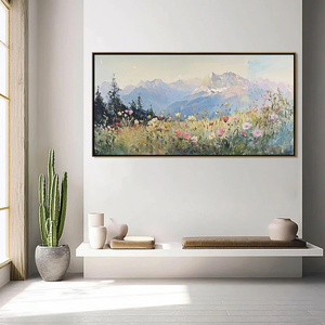 Pintura Impresionista de Paisaje de Prado Montañoso, Pintada a Mano, Decorativa <span class=keywords><strong>para</strong></span> Sala de Estar o Dormitorio - Product Image 1