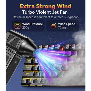 Soplador de Aire Inalámbrico Recargable, Ventilador Turbo de 5 Velocidades, Reemplaza la Lata de Aire Comprimido para PC, Teclado, Auto, Exteriores y Uso Doméstico - Product Image 3