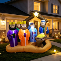 Crèche de Noël gonflable sur mesure de 7 pieds avec lumières LED intégrées, décor extérieur imperméable pour jardin