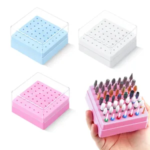 49 Holes Nail Drill Bits Storage <b>Box</b> White <b>Pink</b> Blue Empty <b>Box</b> Nail Drill Display Stand Manicure Accessoy <b>Tools</b> - Product Image 1
