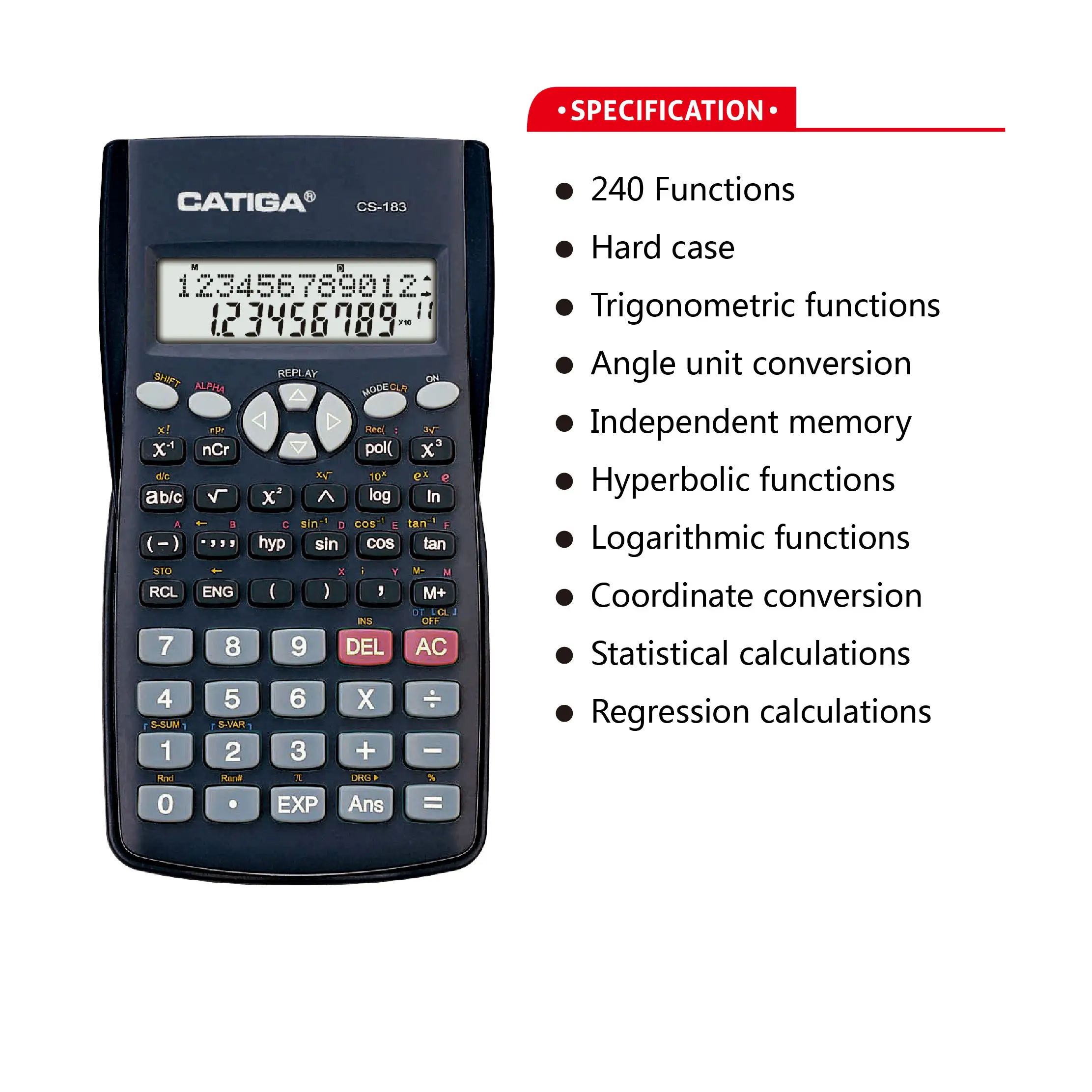 10 + 2 dígitos, 240 funciones CATIGA calculadora solar calculadora gráfica científica Calculadora científica