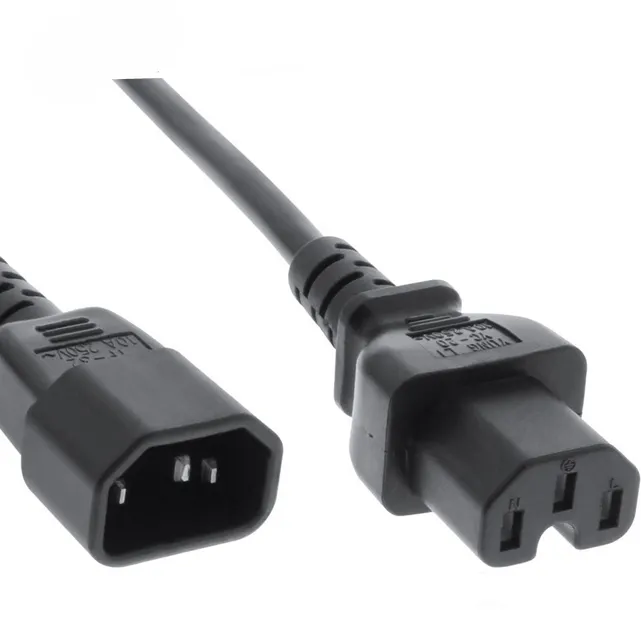 Power Cable assembly C14 C15 connector IEC C14 male to female IEC C15 Power Extension Cord