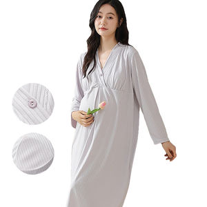 Venta al por mayor de vestidos de entrega de modal con almohadillas para el pecho primavera otoño ropa de dormir posparto, ropa de dormir para amamantar durante el <span class=keywords><strong>embarazo</strong></span> - Product Image 1