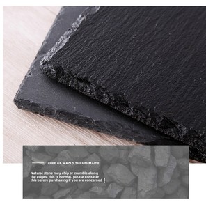Assiette carrée <span class=keywords><strong>en</strong></span> <span class=keywords><strong>pierre</strong></span> naturelle, plaque de service créative noire <span class=keywords><strong>pour</strong></span> sushi, steak, style occidental, plateau moderne <span class=keywords><strong>pour</strong></span> <span class=keywords><strong>barbecue</strong></span> japonais - Product Image 6