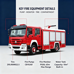 Camión <span class=keywords><strong>de</strong></span> <span class=keywords><strong>Bomberos</strong></span> Municipal HOWO 4x2 <span class=keywords><strong>de</strong></span> 266HP con Tanque <span class=keywords><strong>de</strong></span> Agua Diésel <span class=keywords><strong>de</strong></span> 10CBM, Bomba CB10/60, Monitor Contra Incendios PS50 con Alcance <span class=keywords><strong>de</strong></span> 65m, Euro 2 WD615 - Product Image 2