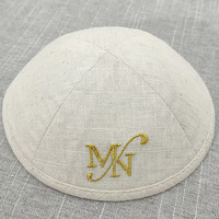 Kippah de Lino Topkipot con Bordado del Logotipo de la Estrella de David, Personalizable, Gorro para Bar Mitzvah, Yarmulke, Kippot al por Mayor, Gorro Judío