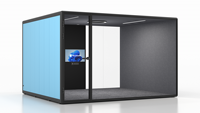 Cabine de bureau insonorisée acoustique, pod de conférence préfabriqué en verre, salle de réunion modulaire