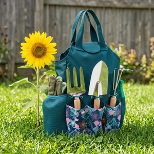 Stainless Steel Garden Tool Set Wood Handle Customizable Case Includes Tree Pruner Shovel Rake Mower for Decoration 1-Year OEM