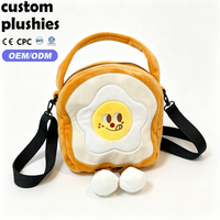 Bolso Bandolera de Peluche con Forma de Huevo Frito y Tostada, Bonito y Novedoso, para Niñas, Regalo Ideal