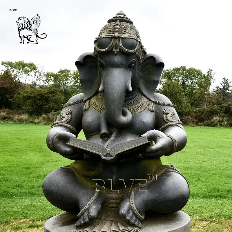 BLVE decorativo tamaño real indio hindú Dios Señor Ganesha estatua Buda fundición latón bronce Ganesha estatua