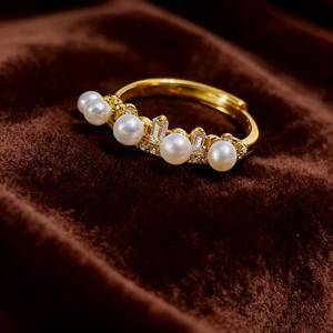 10748DIY Soporte para Joyas de Plata para Mujer, Anillo de Plata S925 con Múltiples Cuentas de 3-5mm, Accesorios de Perlas, Tecnología de Incrustación de Garras - Product Image 1