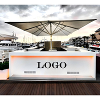 Conception personnalisée de comptoir de bar portable en acrylique à LED blanche, surface solide, pour restaurant, voyage, fête, bar extérieur