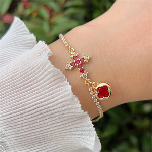 Thời trang cao cấp đồng mạ 18K vàng màu Zircon chéo kết hợp vòng đeo tay với nhiều phong cách cho mặc hàng ngày - Product Image 2