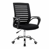 Chaise de bureau minimaliste en maille respirante, hauteur réglable, accoudoirs fixes, chaise de bureau pour le personnel