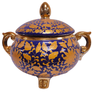 Vase de table artisanal en céramique personnalisé OEM Pot de gingembre Vase en <span class=keywords><strong>porcelaine</strong></span> de <span class=keywords><strong>Delft</strong></span> Vase floral marron et or avec couvercle pour la décoration intérieure - Product Image 5