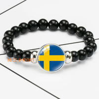 Bracelet perlé élastique noir drapeau des Émirats arabes unis, accessoire patriotique tendance pour hommes et femmes, best-seller