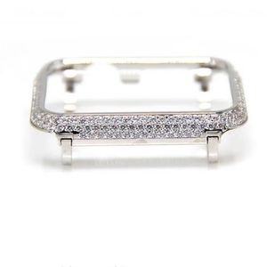 Iced Out Vvs Helderheid Moissanite Diamant Handgemaakte Instelling Horloge Bezel Voor Apple Watch 2/<span class=keywords><strong>3</strong></span>/4/5/6/7/8/9 - Product Image 1