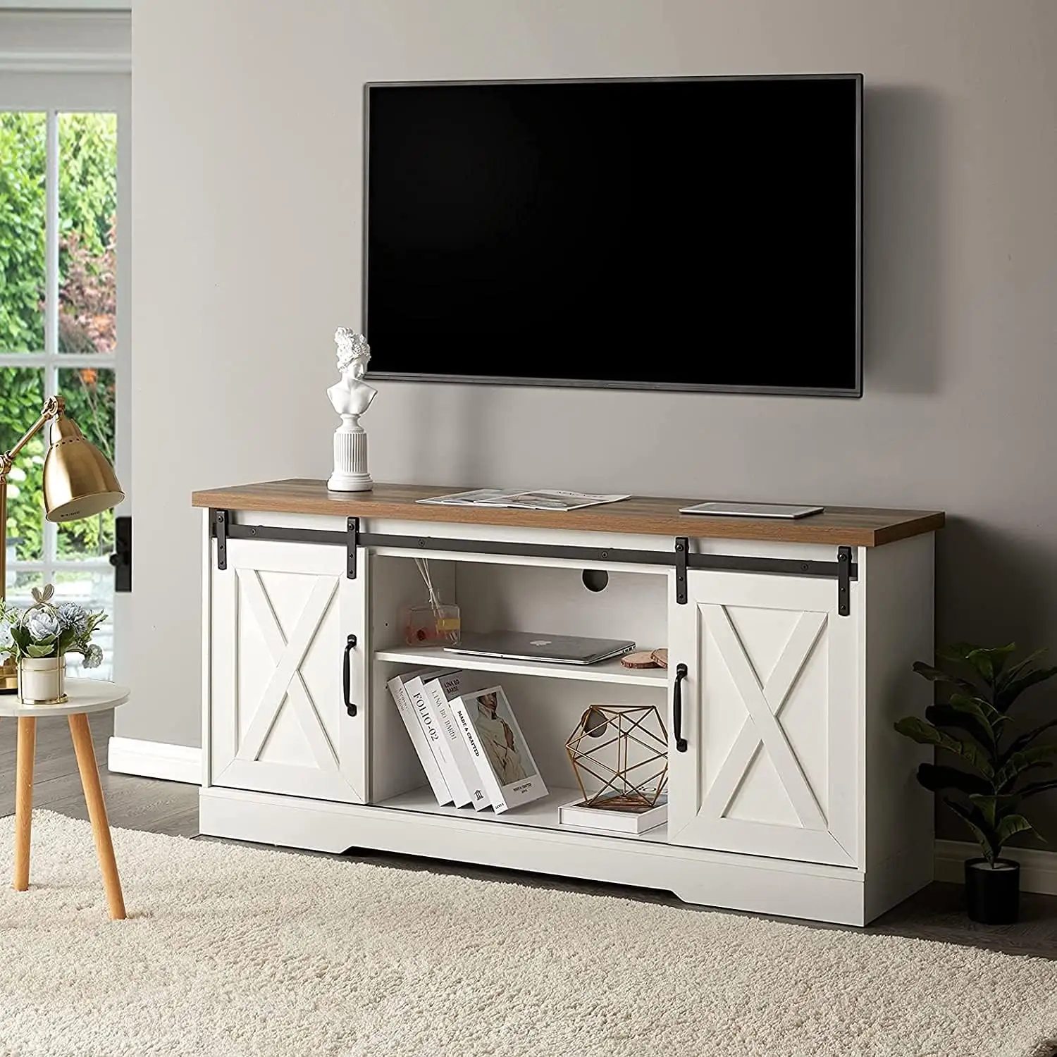 2024 nordique moderne luxe en bois industriel mur TV supports armoire blanc salon armoire avec rangement