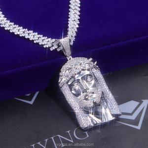 Pendentif Jésus en moissanite en vente chaude, bijoux fins, argent 925, diamant, pendentif hip hop pour collier, pendentif Jésus en moissanite VVS - Product Image 1