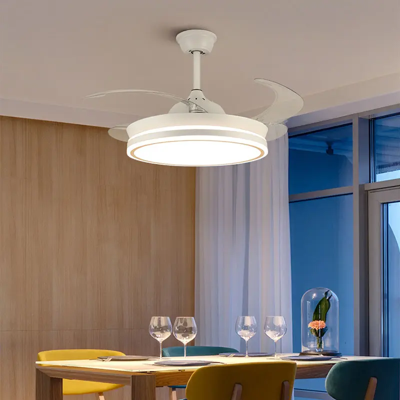 Lampadario moderno lampada pendente per sala da pranzo led ventilatore a soffitto con luci telecomando in rame ventilatore a soffitto con illuminazione