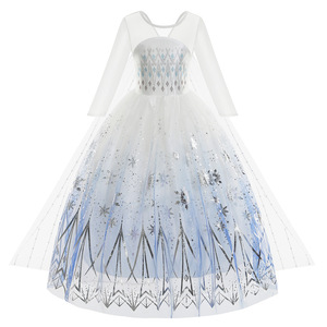 Halloween <span class=keywords><strong>Elsa</strong></span> <span class=keywords><strong>Anna</strong></span> 2 Princess Dress Girls Party Dress con mantello rimovibile accessori corona treccia bacchetta personaggi del film - Product Image 2