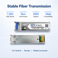 Modul SFP BiDi 1.25Gbps Merek IIIV 5km SFP Simplex LC SMF DDM Transceiver Serat Gigabit untuk Jaringan Perusahaan
