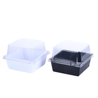 Boîte d'emballage alimentaire carrée en PP jetable Y153 pour gâteaux et pains, épaisseur 0,3 mm, lot de 50 pièces sous blister