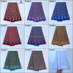 Tela de encaje africana coreana Sinya, encaje suizo grande nigeriano en Suiza, venta al por mayor, tela de encaje seco 100% algodón - Product Image 2
