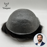 Système de remplacement capillaire pour hommes OEM ODM personnalisé, ultra-fin, 0,04-0,06 mm, V-Loop, 100% cheveux humains, base PU, marque privée