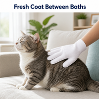 Gants de toilettage pour animaux de compagnie, lingettes jetables pour chiens et chats, désodorisants, sans alcool, non parfumés, imperméables, pour le nettoyage des poils, spa, lot de 6, portables