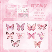 Lot de 20 autocollants par paquet, série papillon amour entre fleurs, manuel de papillon, autocollants décoratifs laser à flux de chanvre