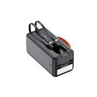Meilleure vente transfrontalière : Batterie externe haute capacité 50 000 mAh avec charge ultra-rapide 225W, câble intégré, ions lithium et lampe torche LED