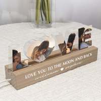 Vente flash pour la Saint-Valentin, ornement lumineux LED personnalisé avec photo imprimée en acrylique UV QGF, cadeau pour petite amie, femme et amant