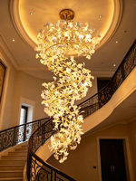 Lustre pour plafond haut, lustre en cristal de haute qualité, lampe suspendue pour salon, décoration de luxe, luminaire suspendu moderne pour escalier