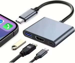 3-in-1 HDTV to <b>USB</b> <b>C</b> Digital AV Multiport <b>Adapter</b> <b>USB</b> Type <b>C</b> Converter to 4K <b>USB</b> 3.0 100W PD for Laptop Mobile Phones - Product Image 1