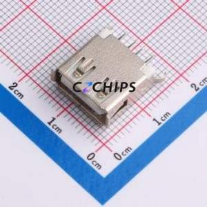 AF 180°WJB13.0 USB Connector Through hole Component (THT) Connector Type-A USB 2.0 Female Through Hole - Product Image 1