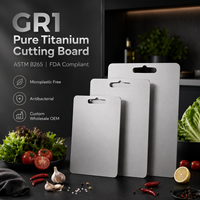 Tabla de Cortar de Titanio Puro GR1, Cumple con ASTM B265 y FDA, Libre de Microplásticos, Antibacteriana, para Cocina, Personalizable, Venta al Por Mayor, OEM