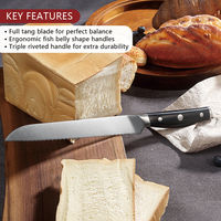 Couteau de chef G2 Razor Sharp 8 pouces 5Cr15Mov lame dentelée en acier avec manche en ABS couteau de cuisine OEM couteau à pain
