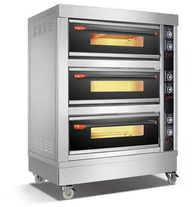 Pizza Maker Machine 2 Deck 4 Trays Oven Electric Power Double Deck baking equipment automatic bakery biscuit oven