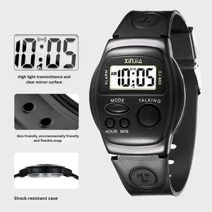 Real Voice Timekeeping Electronic Watch with One-Click Function for Elderly and Blind People Black 43mm Gift Watch - Product Image 4