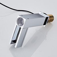 Robinet de lavabo de salle de bain moderne en laiton massif chromé, à capteur automatique sans contact, monotrou, à poser sur le plan, pour eau chaude/froide en céramique