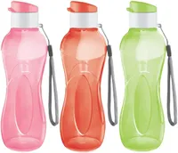 Botol Air Olahraga Anti Bocor Botol Minum Mulut Lebar BPA & Anti Bocor dengan Pegangan Tali Pembawa 17 Oz Botol Air Plastik