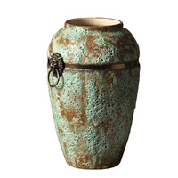 Jingdezhen vas tembikar kasar ramah lingkungan minimalis Modern buatan tangan vas bunga kering pot bunga gaya antik disesuaikan