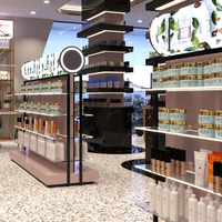 Présentoir cosmétique en bois naturel, métal, étagères pour produits de maquillage et de parfum, support de décoration pour magasin de cosmétiques