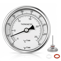 Thermomètre à cadran en acier inoxydable 1/2 NPT pour bouilloire, 50-500F/10-250C, thermomètre de brassage sans soudure ou pour pot de brassage