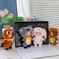 Feiya Porte-clés en peluche animaux mignons Koala Panda avec visage en caoutchouc, breloque de sac à dos Kawaii, jouet adorable unisexe pour adulte