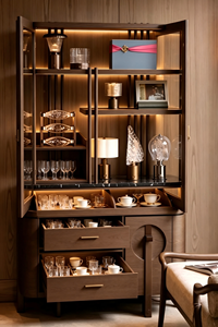 Mueble Bar Moderno de Madera con Encimera de Mármol y Cajones de Almacenamiento para Sala de Estar o Dormitorio - Product Image 4
