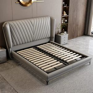 <span class=keywords><strong>Lit</strong></span> en cuir léger de luxe moderne et minimaliste, mobilier de chambre à coucher, lits rembourrés - Product Image 5