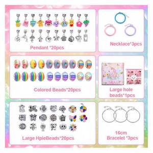 Premium DIY 66pcs Jewelry <b>Making</b> Toys <b>Kit</b> Stainless Steel Chain Cute Colorful Beads for Kids' <b>Bracelet</b> <b>Charm</b> <b>Bracelet</b> Crafting - Product Image 2